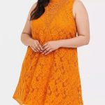 Torrid  3 Plus Size Mini Lace Trapeze Dress Orange Golden High Neck Summer Party Photo 2