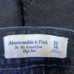 Abercrombie & Fitch 90's Relaxed Black High Rise Straight Leg Denim Jeans Sz 32 Photo 3