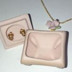 Tiny Vintage Trinket Box Ceramic Pink Floral Necklace & Earring Set Photo 1