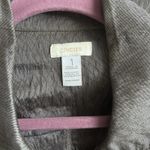 Chico's Women's SZ 1 Shimmer Brown Snap up Short Sleeve Tencel Roll Tab Sleeve Photo 5