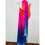 BAOBAB Orange Pink Purple Satin Shift Open Back One Shoulder Ombre Ari Gown L Size L Photo 3