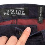 RUDESkinny Drop Waist Dark Wash Blue Red Lined Jeans Size Cuffed Stretch Photo 2