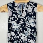 J Jill Midi Dress Womens Large Petite LP Navy Blue Floral Tiered Sleeveless Size undefined Photo 4