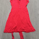 Theory Short Sleeve Belted Knit Dress Women's Size Large Red Casual T-Shirt Styl Photo 0