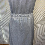 Anthropologie  Dolan Metallic Knit Dress Sleeveless Ribbed‎ Silver Size Small Photo 7