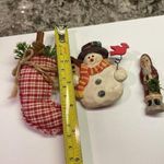 Lot Of 3 Costume Brooch Pins Christmas Holiday Snowman / Stocking / Santa Red Photo 6