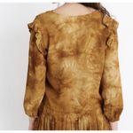 Madewell  Tie-Dye Ruffle Shoulder Pullover Blouse Egyptian Color Gold Small Photo 2