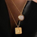 Angel necklace angel doll necklace Square pendant necklace chain necklace gold chain necklace dainty pendant necklace Photo 0