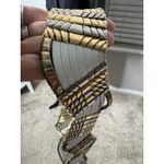 Jose Cotel Paris France Vtg Belt Silver Gold Links White Leather‎ Photo 5