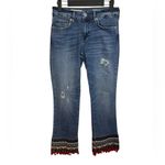 Pilcro and the Letterpress Distressed Embroidered Cropped Pom Pom Jeans Photo 1