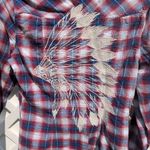 Rock & Roll Cowgirl Red and Blue Button Down Shirt Medium Photo 3