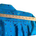 Vintage 100%Silk Midi Shirtdress‎ Women 4 Blue Geometric Shapes Print Retro Photo 15