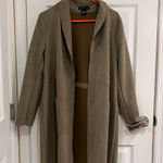 Joan Vass  Women's Olive Open Front Pea Coat Photo 0