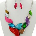 MULTI COLOR STATEMENT NECKLACE & EARRING SET Photo 0
