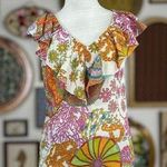 Trina Turk  Paisley Reef Blouse Womens Size Brights Pink Blue Yellow Photo 0