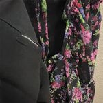 ZARA  Square Neck Floral Mini Dress Sz S Black Purple Milk Maid Coquette Ruffle Photo 6