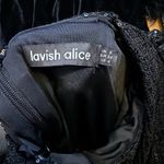 Lavish Lice Lavish Alice Womens 4 Black Sequin Faux Fur Long Sleeve Velvet Draped Midi Dress Photo 10