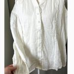 Free People  Valley Double Cloth Ivory Button Down Shirt Size S 100% Cotton NWT Photo 4