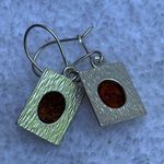 Sterling Silver Baltic Amber Drop Dangle Earrings, Rich Orange Colors Photo 7