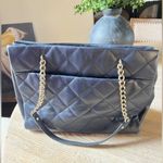 Kate Spade Handbag Quilted Leather Shoulder Bag Navy Gold Purse Photo 1