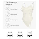 NWT Popilush Off White Corset Cowl Neck Thong Bodysuit Shapewear Photo 1