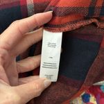 Beach Lunch Lounge Burnt Orange Plaid Zip Up Semi-Cropped Flannel Jacket Photo 3