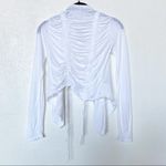 Ella Moss  Ruched Back White Cardigan Sweater Size XS Photo 7