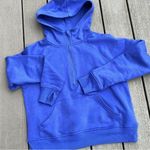 Scuba Neck Hoodie Cotton Periwinkle Blue Sweatshirt Cotton Knit Pullover Women S Photo 2