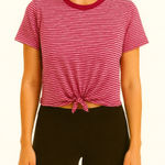 Topshop Size 6 Pink Striped Tie-Front T-Shirt Top Photo 0