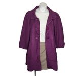 JOHN PAUL RICHARD Purple Basket Weave Fabric Coat Big Buttons Womens Size Medium Photo 3