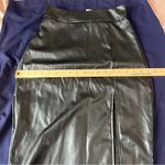 SheIn  Elegant Black Faux Leather‎ High Rise Front Skit Women's Midi Pencil Skirt Photo 10