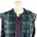 Anthropologie Dhruv Kapoor Ariana Ruffled Mini Dress Size XLarge Plaid Metallic Photo 3