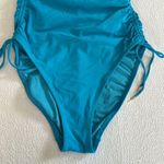 Robin Piccone Aubrey Strapless Cinched One-Piece Swimsuit, Cyan Blue,SZ 10,$176 Photo 4