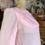 VINTAGE KLE PINK PLEATED RUFFLE BACK BUTTON PUFFED SLEEVE BLOUSE (S) Photo 6