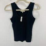 Madewell  Regenerative Supima Cotton Ribbed Scoopneck Tank Black Stretch XXS NWT Photo 2