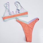 SheIn Ribbed Tri-Color Strappy Bikini Photo 5