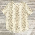 Equipment  Femme Silk Snakeskin Pattern Beige Tan Taupe Cream Short Sleeve Blouse Photo 4