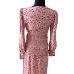 Nordstrom AFRM Floral Smocked Pink v-neck feminine shirred midi maxi dress Photo 6