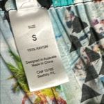 Seafolly Beach Summer Mid Rise Resort Rayon Ankle Tie Pants Blue Green Small Photo 12