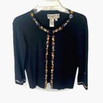 Joseph A Vintage Embellished Black Knit Cardigan Sweater Small Jeweled Embroidered Glam Photo 2