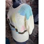 sweater vintage 1980s pastel geometric blue yellow pink Size L Photo 7