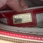 Arcadia Glossy Red and Tan Tote Bag Photo 11