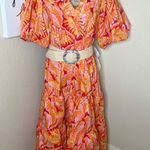 Gibson Latimer Gibson & Latimer Tropical Pink & Orange Puff Sleeve Maxi Dress Size XL Photo 0