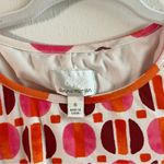 Donna Morgan Dress Round Neck Orange Pink on White Gathered Waist Sz 6 EUC Photo 2