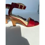 AK Anne Klein Red Leather Ankle Strap Wedge‎ Heel Sandals Women's Size 6M Photo 7