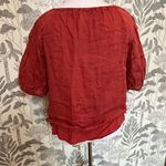 J.Crew  Puff Sleeve Textured Cotton Peasant  rust red Top XL Photo 2