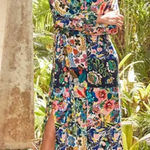 Johnny Was  Puff Sleeve Maxi Dress Swim Cover Up Layla Print Size XS Photo 0