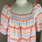 Talbots Plus Square Neck Linen Top Palm Stripe size 1X Photo 10