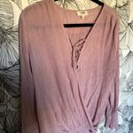 Umgee  V-Neck Surplice Long Sleeve Babydoll Blouse Pink Women's Size: Large Photo 1