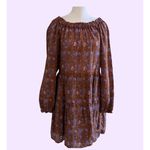 Xirena Lea Cottage Boho Brown Floral Dress Small Oversized Golden Silk Cotton Photo 1